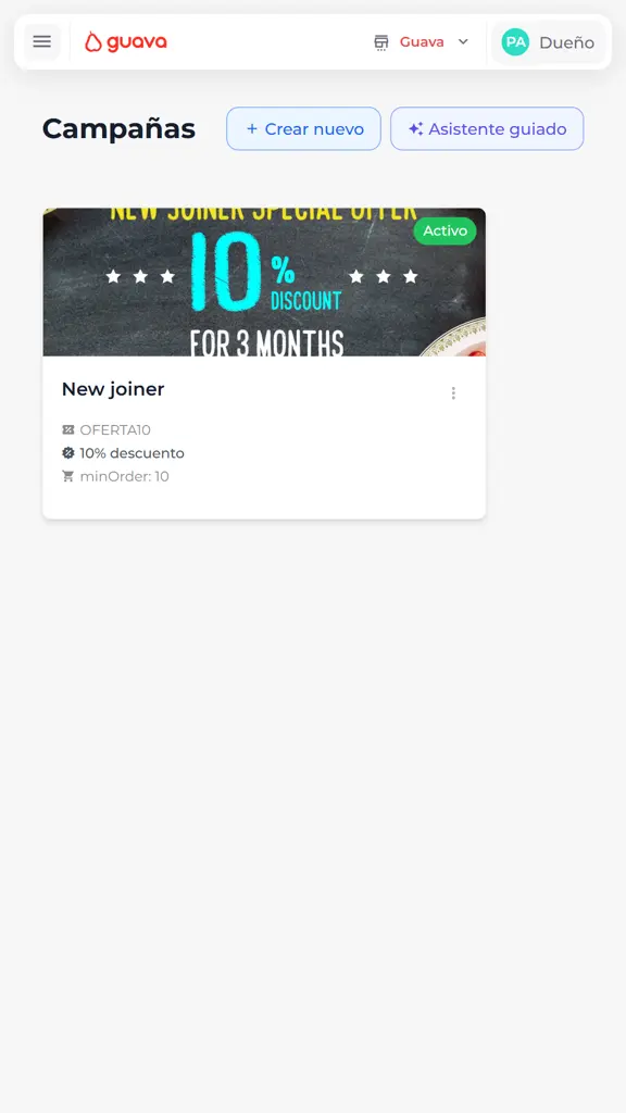 Mobile view of Guava's marketing