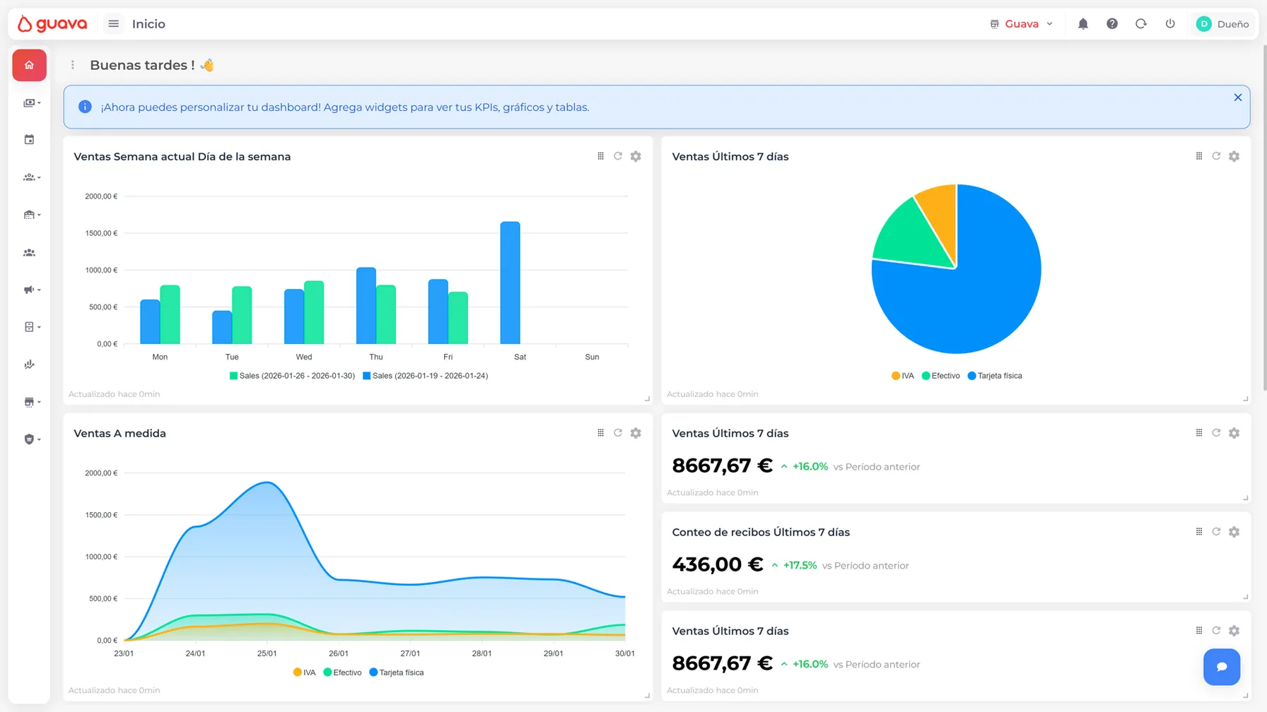 Modern interface of the restaurant control panel showing table management and analysis on a clear screen