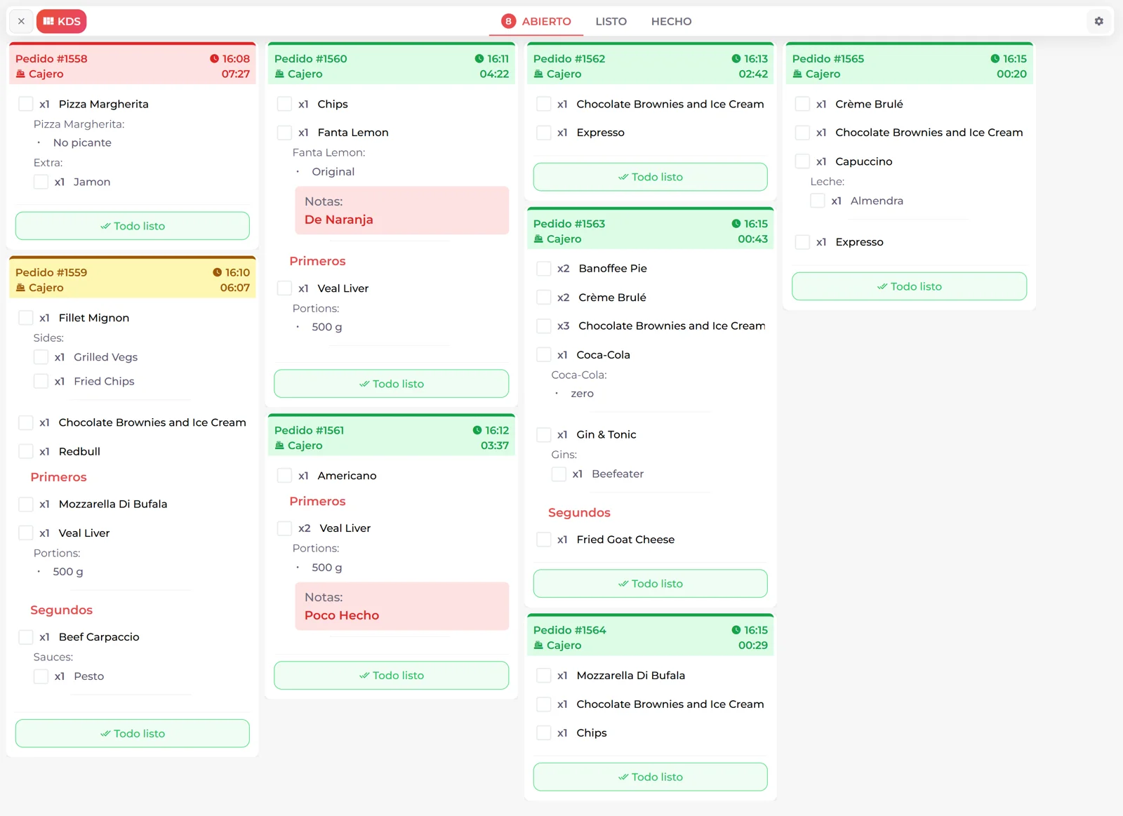 TPV de pedidos en Guava 2