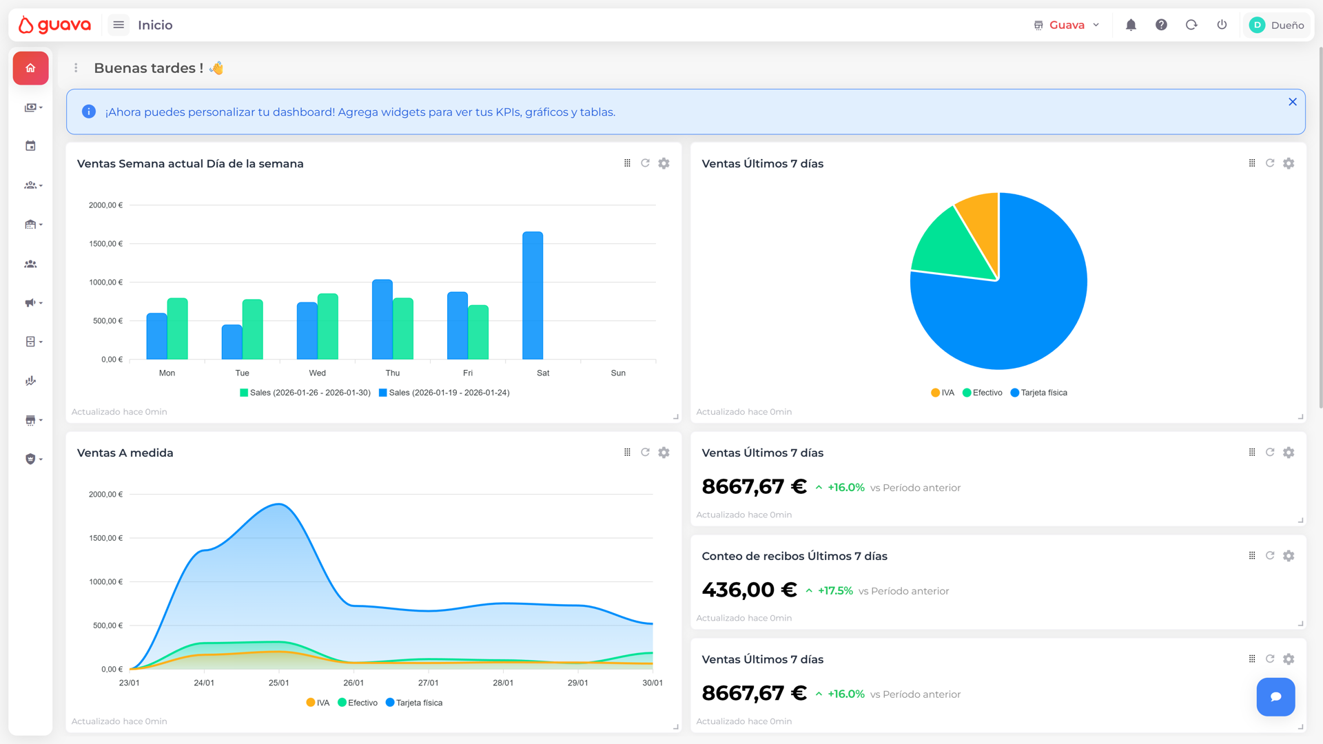 Modern interface of the restaurant control panel showing analytics and table management on a clear screen